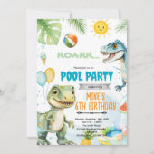 Cute dinosaur pool theme invitation einladung (Vorderseite)