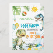 Cute dinosaur pool theme invitation einladung (Vorne/Hinten)