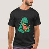 Cute Dinosaur Reading a Book Illustration T-Shirt (Vorderseite)