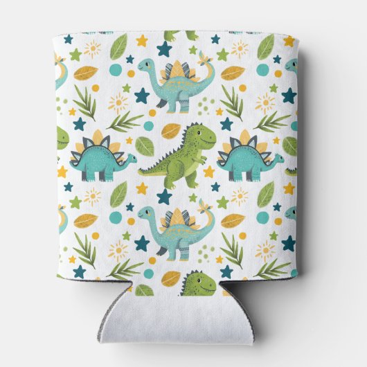 Cute Dinosaur Rex Seamless Pattern Name  Dosenkühler (Rückseite)