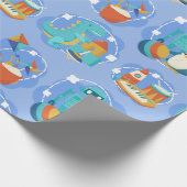 Cute Dinosaur, Robot & Rocket Toys Geschenkpapier (Ecke)