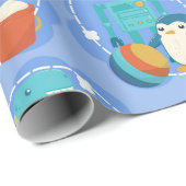 Cute Dinosaur, Robot & Rocket Toys Geschenkpapier (Rolleneckpunkt)