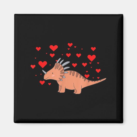 Cute Dinosaur Shirt For Valentines Day _ Tricerato Magnet (Vorne)