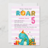 Cute Dinosaur Stomp Chomp and roar Birthday Girl Einladung (Vorderseite)