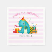 Cute Dinosaur Stomp Chomp and roar Birthday Girl Serviette (Vorderseite)