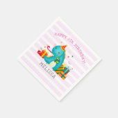 Cute Dinosaur Stomp Chomp and roar Birthday Girl Serviette (Ecke)