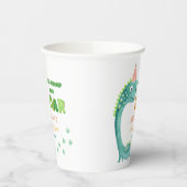 Cute Dinosaur Stomp Chomp Roar Birthday Pappbecher (Links)