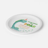 Cute Dinosaur Stomp Chomp Roar Birthday Pappteller (Schrägansicht)