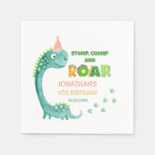 Cute Dinosaur Stomp Chomp Roar Birthday Serviette (Vorderseite)