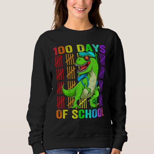 Cute Dinosaur Student Boys Kids Gift 100 Days Of S Sweatshirt (Vorderseite)