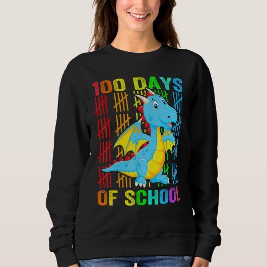 Cute Dinosaur Student Boys Kids Gift 100 Days Of S Sweatshirt (Vorderseite)