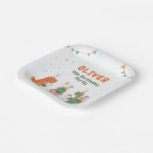 Cute Dinosaur T-rex 4th Birthday Paper Plates Pappteller (Gewinkelt)