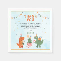 cute dinosaur t-rex 4th Birthday Party Napkins