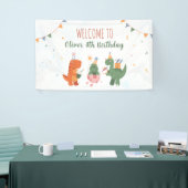Cute Dinosaur T-Rex 4th Birthday Party Sign Banner (Messeveranstaltung)