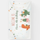 Cute Dinosaur T-Rex 4th Birthday Party Sign Banner (Vertikal)