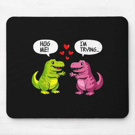 Cute Dinosaur T Rex Hug Valentines Day Couple Boyf Mousepad (Vorne)