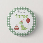 Cute Dinosaur Three-rex Birthday Button (Vorderseite)