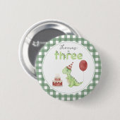 Cute Dinosaur Three-rex Birthday Button (Vorne & Hinten)