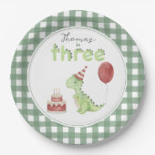 Cute Dinosaur Three-rex Birthday Pappteller (Vorderseite)
