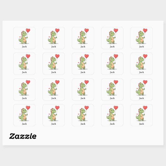 Cute Dinosaur Valentine Sticker for Boys (Blatt)