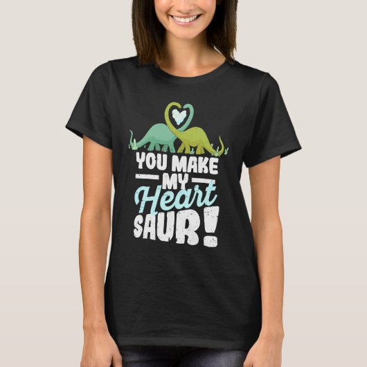 Cute Dinosaur Valentine's Day Dino You Make My Hea T-Shirt (Vorderseite)