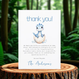 Cute Dinosaur Watercolor Blue Baby Shower Dankeskarte