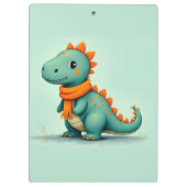 Cute Dinosaur Wearing an Orange Scarf Klemmbrett (Rückseite)