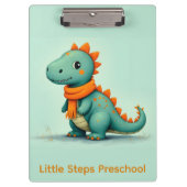 Cute Dinosaur Wearing an Orange Scarf Klemmbrett (Vorderseite)