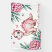 Cute Dinosaur with Butterflies Baby Shower Banner (Vertikal)