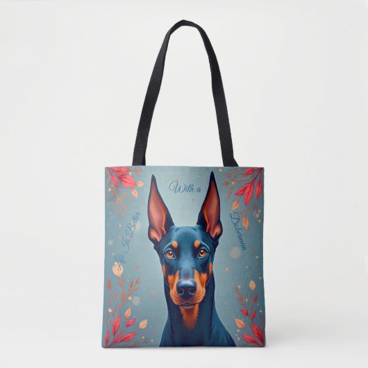 Cute Doberman Pinscher Tote Bag – Matching Pet Lov Tasche (Vorderseite)