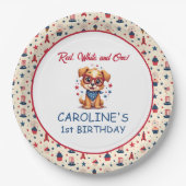 Cute Dog 4th Of July First Birthday Pappteller (Vorderseite)