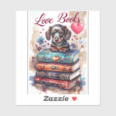 Cute Dog and Books Stickers Dog Stickers Aufkleber (Blatt)