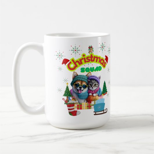 Cute dog and cat Christmas squad design  Coffee Mu Kaffeetasse (Links)