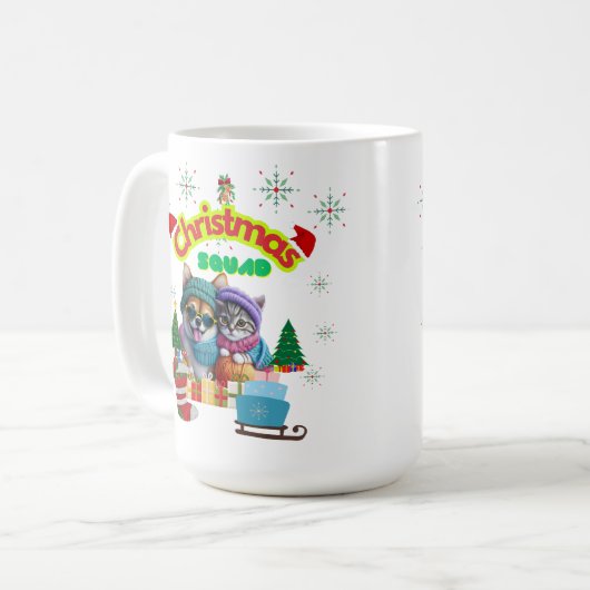 Cute dog and cat Christmas squad design  Kaffeetasse (Vorderseite Links)