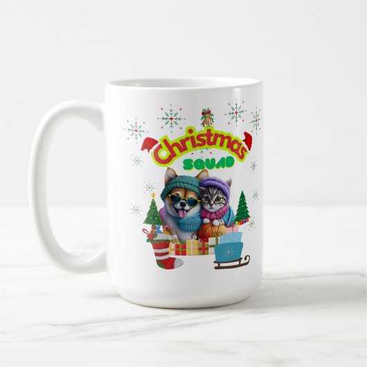 Cute dog and cat Christmas squad design  Kaffeetasse (Links)