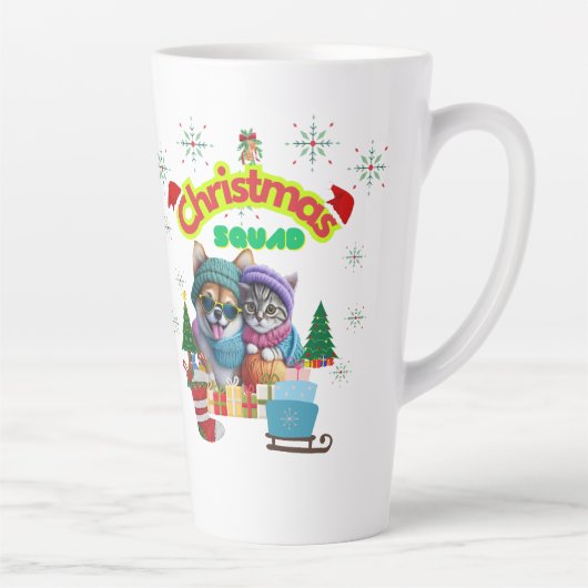 Cute dog and cat Christmas squad design  Milchtasse (Rechts)