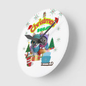 Cute dog and cat Christmas squad design  Runde Wanduhr (Winkel)