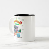 Cute dog and cat Christmas squad design  Zweifarbige Tasse (Vorderseite Links)