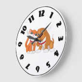 Cute Dog And Cat Clock Große Wanduhr (Winkel)