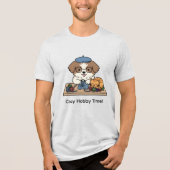 Cute Dog and Cat Knitting Together Graphic Design Tri-Blend Shirt (Vorderseite)