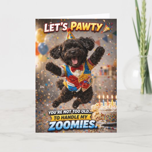 Cute Dog Birthday Card Funny Zoomies Cockapoo Karte (Vorderseite)