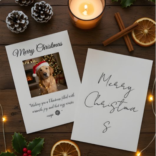 “Cute Dog Christmas Card – Santa Hat Holiday Greet Dankeskarte