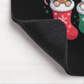 Cute Dog Christmas Pajama Santa Hat Xmas Men Women Mousepad (Ecke)