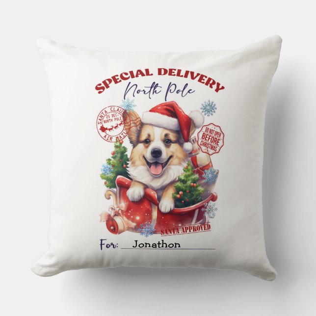 Cute Dog Christmas Throw Pillow Kissen (Vorderseite)