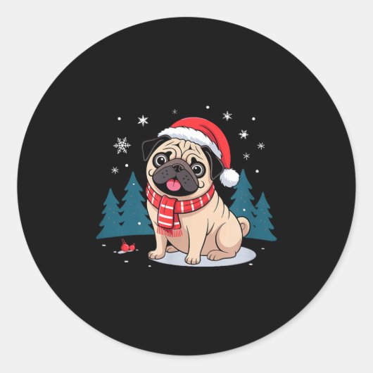 Cute Dog Christmas Valentines Design  Runder Aufkleber (Vorderseite)