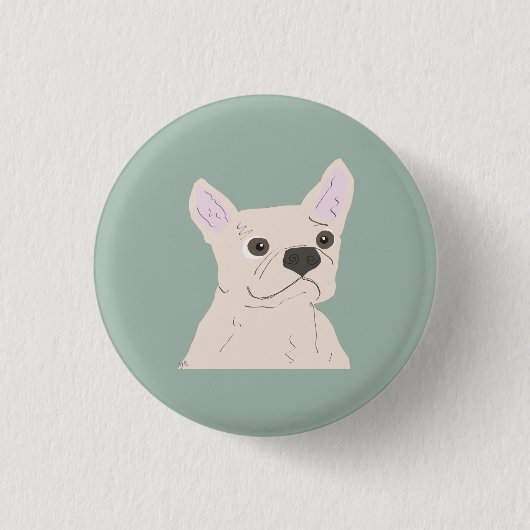 Cute Dog, Dusty Blue Button (Vorderseite)