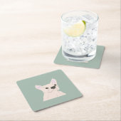 Cute Dog, Dusty Blue Rechteckiger Pappuntersetzer (Vor Ort)