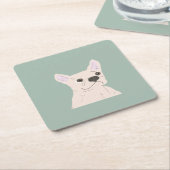 Cute Dog, Dusty Blue Rechteckiger Pappuntersetzer (angewinkelt)