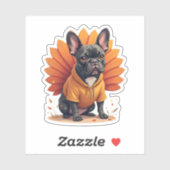 Cute Dog Frenchie Thanksgiving Kids Teen Girl Boy  Aufkleber (Blatt)