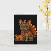 Cute Dog Frenchie Thanksgiving Kids Teen Girl Boy Karte (Gelbe Blume)